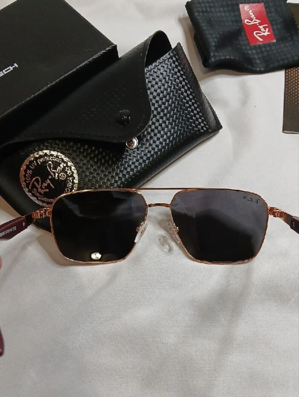 Ray-Ban Black and Brown Tech Aviator Polarized Sunglasses